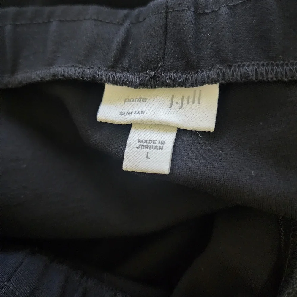 J. Jill Ponte Slim Leg Pants Black Pull On Trousers Large RN 97641 - Picture 3 of 8